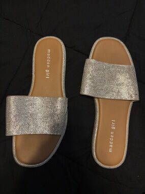 Madden Girl Rose Gold Crystal Slide Sandals